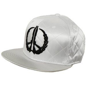 White Quilted Nylon Hippy Thug Peace Guns Hat
